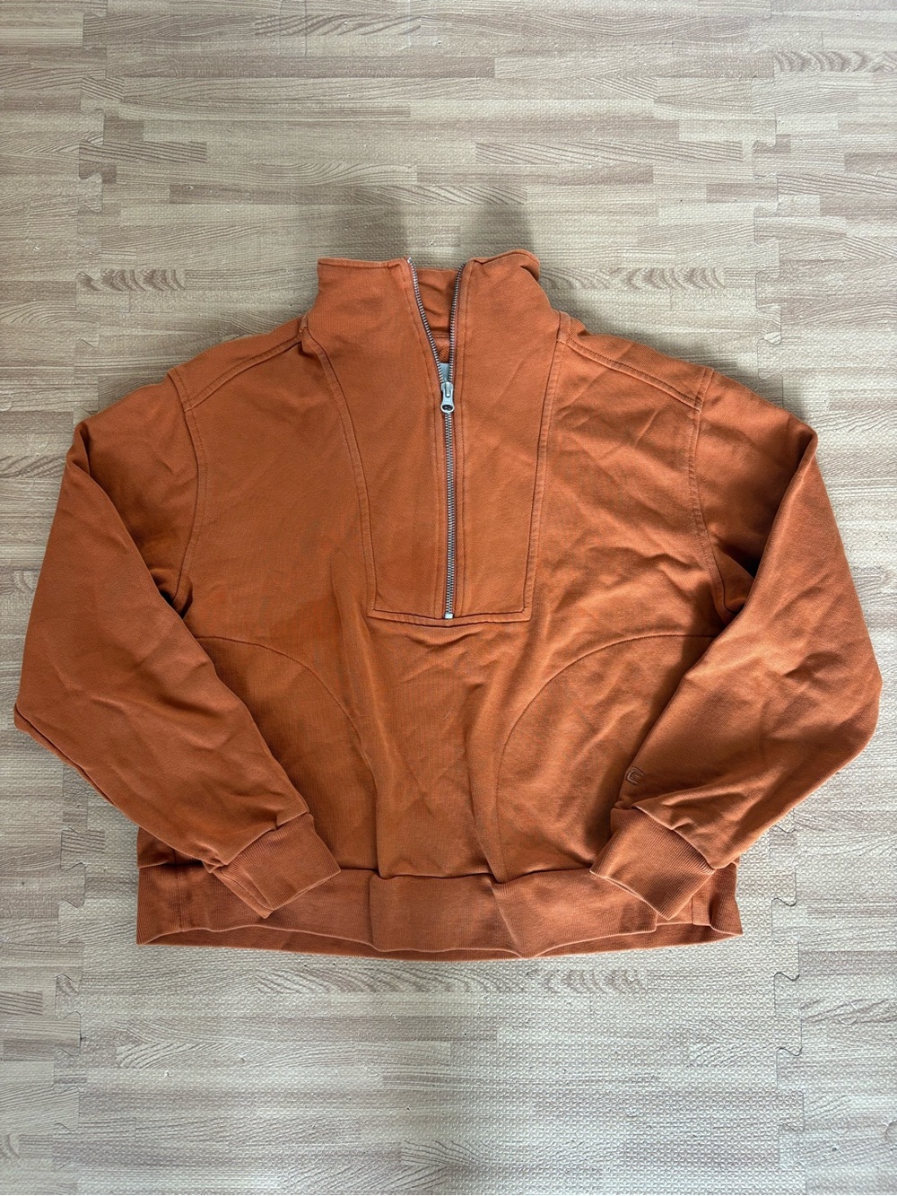 Everlane 3/4 Zip Neck Pullover Sweatshirt Rust Organic Cotton Size Small